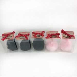 Keychain faux fur black & pink Holiday gift